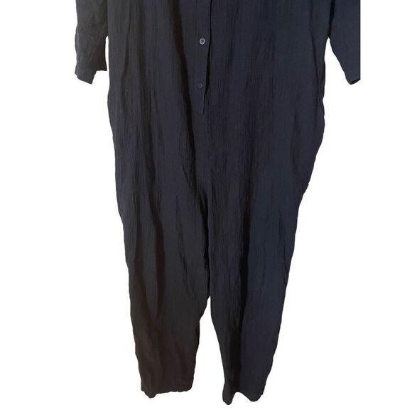 Hatch Maternity Size 3 Large Button Jumper Jumpsuit Black V Neck Long Sleeves - Picture 6 of 9